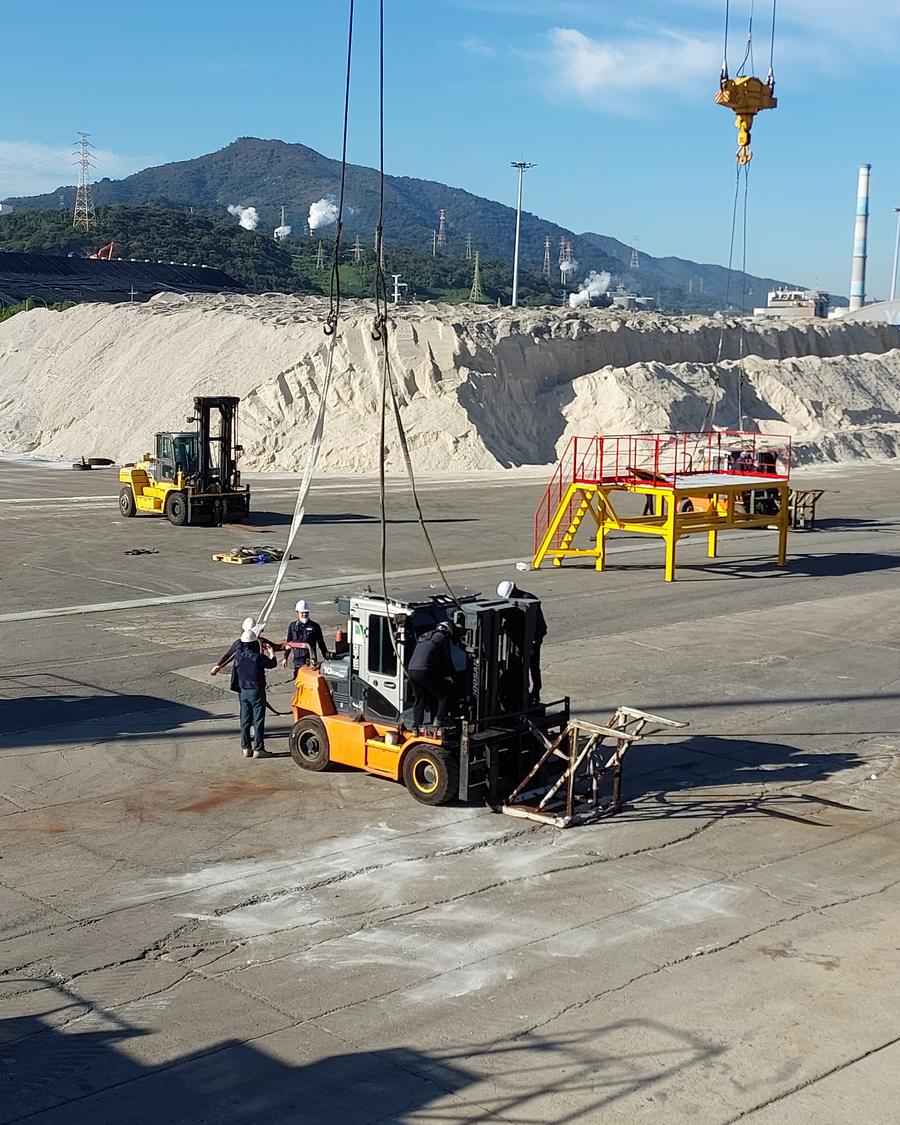 Cargo handling on the quay at a port we work in